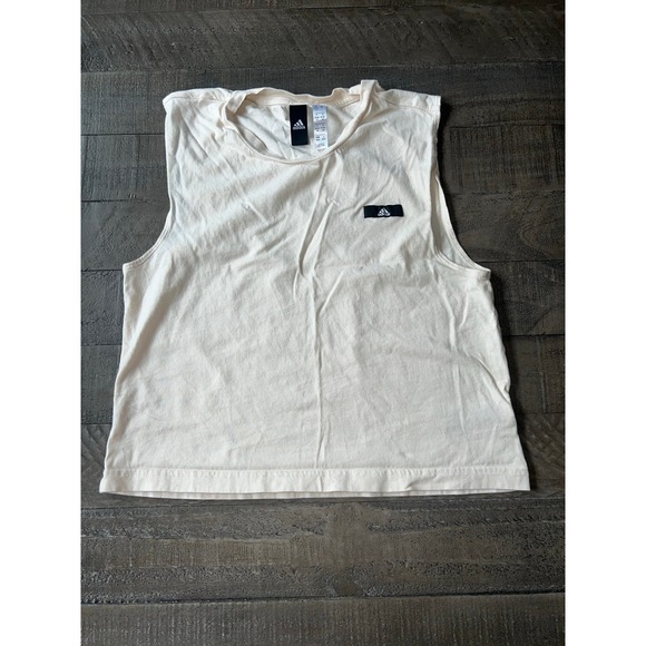 Adidas‎ Women's Solid Beige Sleeveless Crop Top Shirt Size Large - Picture 1 of 6